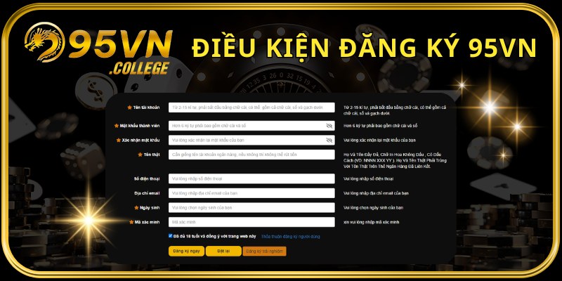 Lưu ý điều kiện khi đăng ký 95VN